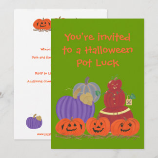Halloween Pumpkins Custom Dinner Invitations