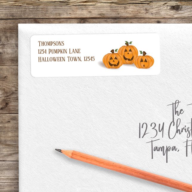 Halloween Pumpkins Cute Jack O'lanterns  (Halloween cute pumpkins return address labels. )