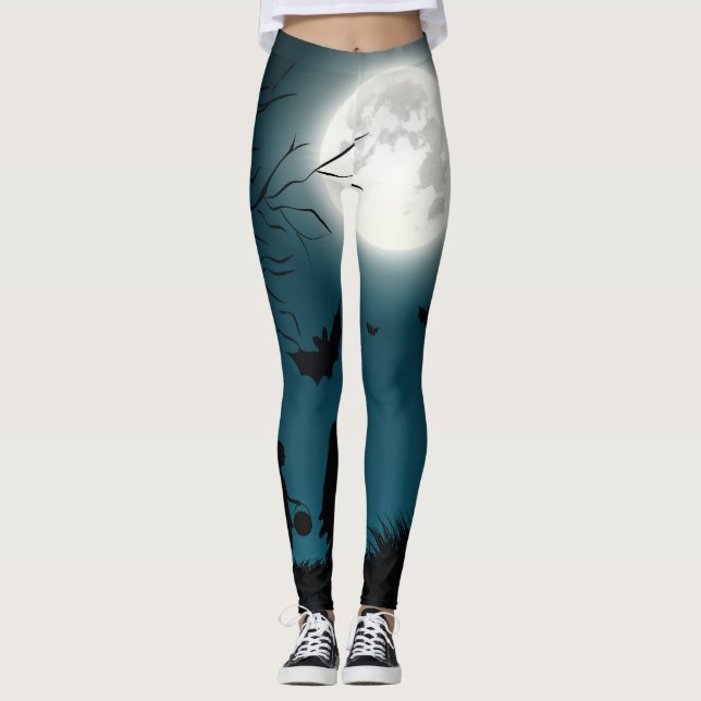 Halloween Pumpkins: Dark Castle Blue Moon Leggings (Front)