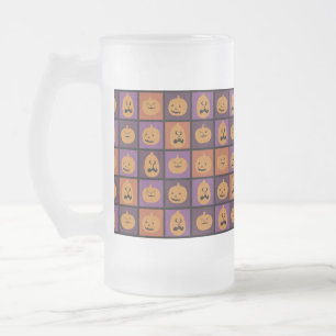 Halloween pumpkins frosted glass beer mug