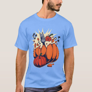 Halloween Pumpkins Funny Smashed By a Hammer famil T-Shirt