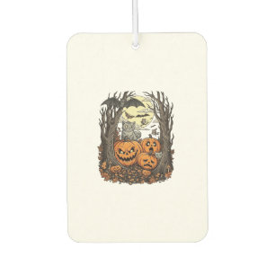Halloween Pumpkins Grey Cat Bat Full Moon Woods Car Air Freshener