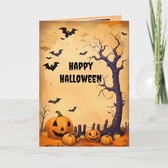 Halloween pumpkins holiday card (Front)