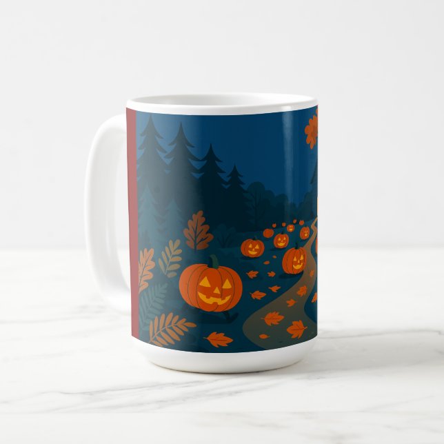 Halloween pumpkins hunting on streets coffee mug (Front Left)