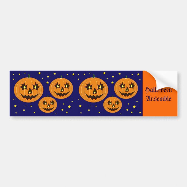 halloween pumpkins in space bumper sticker (Front)