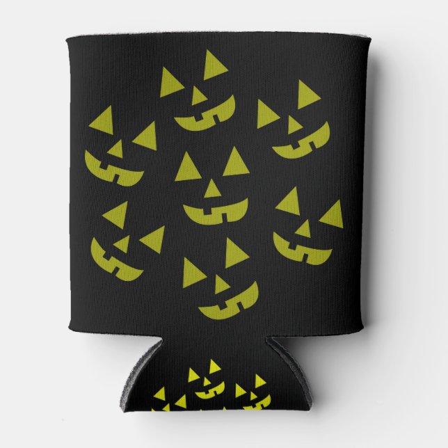 Halloween Pumpkins Jack O' Lantern Can Cooler (Front)