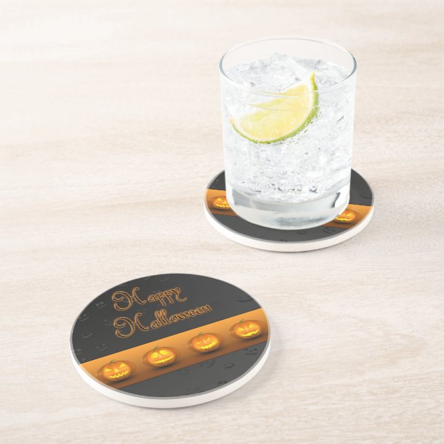 Halloween Pumpkins Jack-o-Lantern Coaster (Side)
