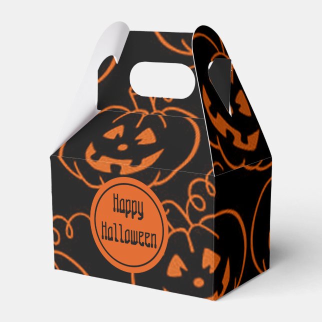 Halloween Pumpkins Jack-O-Lantern Gable Favour Box (Front Side)