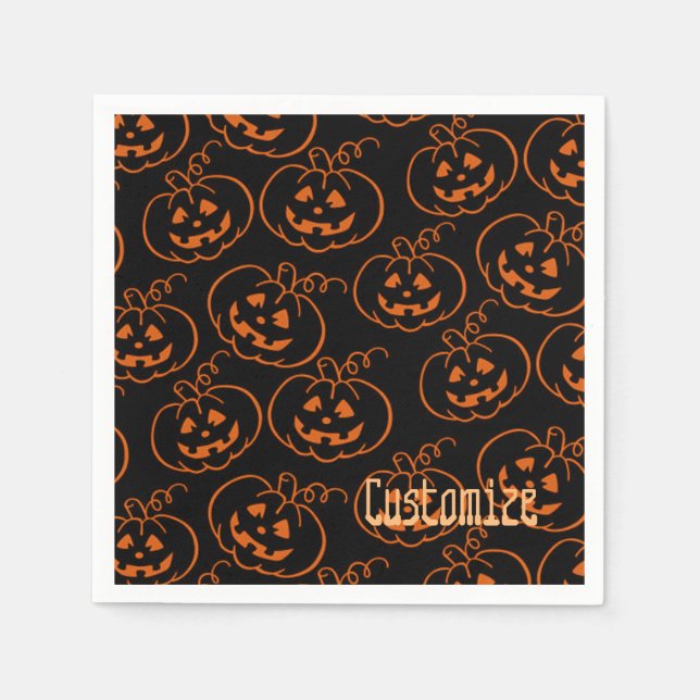 Halloween Pumpkins Jack-O-Lantern Napkins (Front)