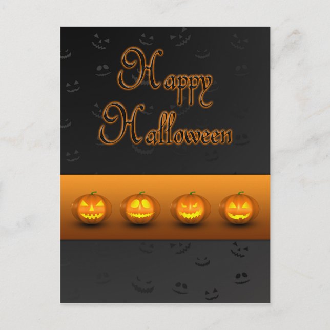 Halloween Pumpkins Jack-o-Lantern Postcard (Front)