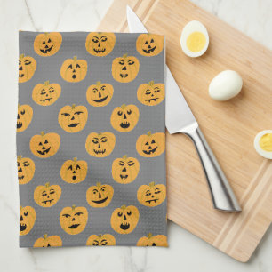 Halloween PUMPKINS Jack-O-Lanterns Tea Towel