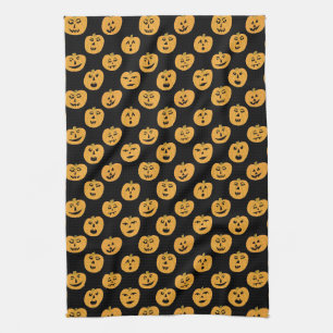 Halloween PUMPKINS Jack-O-Lanterns Tea Towel