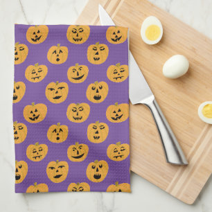 Halloween PUMPKINS Jack-O-Lanterns Tea Towel