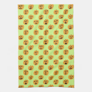 Halloween PUMPKINS Jack-O-Lanterns Tea Towel