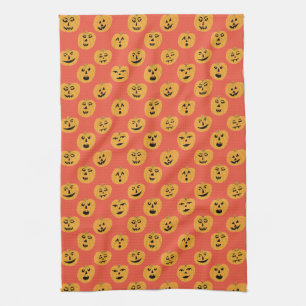 Halloween PUMPKINS Jack-O-Lanterns Tea Towel