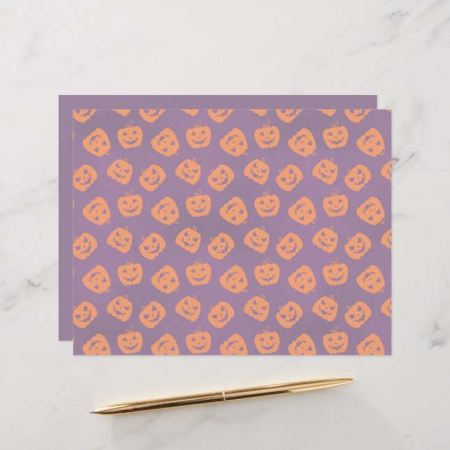 Halloween Pumpkins on Purple Background Pattern (Front/Back In Situ)