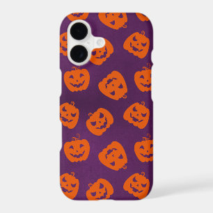 Halloween Pumpkins on Purple Background Pattern