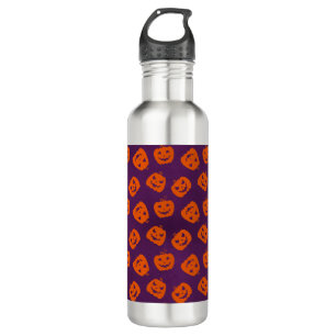 Halloween Pumpkins on Purple Background Pattern 710 Ml Water Bottle