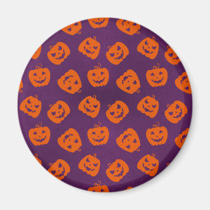 Halloween Pumpkins on Purple Background Pattern Magnet
