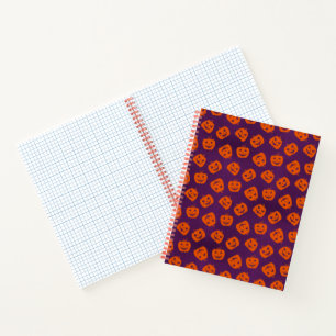 Halloween Pumpkins on Purple Background Pattern Notebook