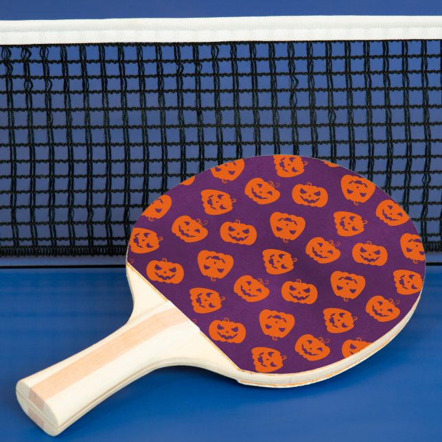 Halloween Pumpkins on Purple Background Pattern Ping Pong Paddle (Insitu)