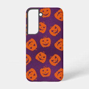Halloween Pumpkins on Purple Background Pattern Samsung Galaxy Case