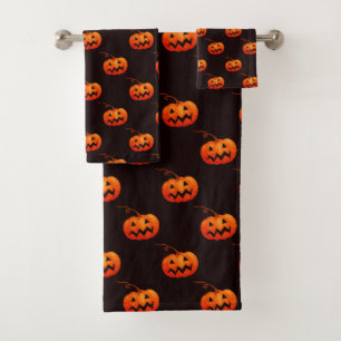Halloween Pumpkins, Orange Pumpkins Trick Or Treat Bath Towel Set