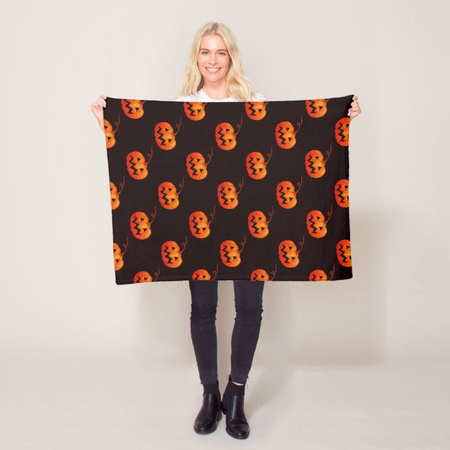 Halloween Pumpkins, Orange Pumpkins Trick Or Treat Fleece Blanket (In Situ)