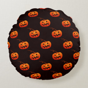 Halloween Pumpkins, Orange Pumpkins Trick Or Treat Round Cushion