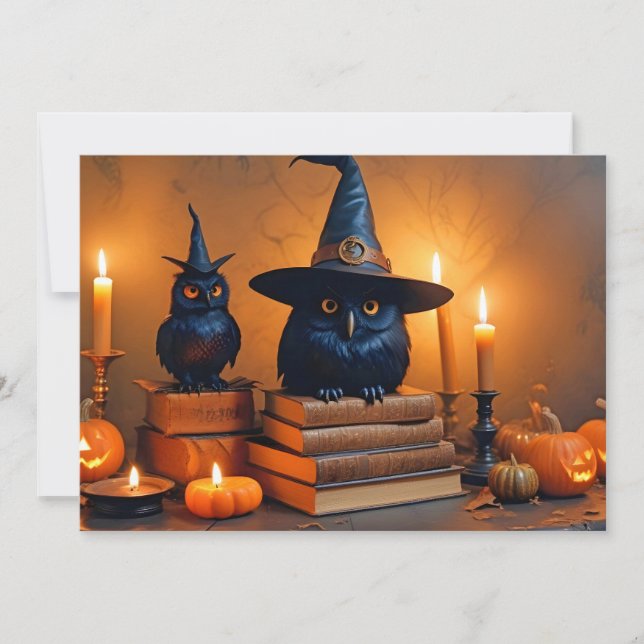 Halloween Pumpkins Owl Cute Spooky Festive Magic Invitation (Front)
