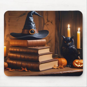 Halloween Pumpkins Owl Cute Spooky Festive Magic Mouse Mat