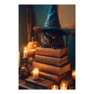 Halloween Pumpkins Owl Cute Spooky Festive Magic Photo Print