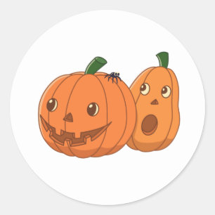 Halloween Pumpkins Pair Classic Round Sticker
