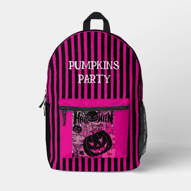 Halloween, Pumpkins Party, Scary,Black Peach  Prin Printed Backpack (Front)