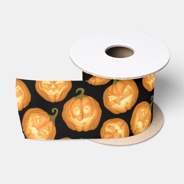 Halloween pumpkins satin ribbon (Spool)