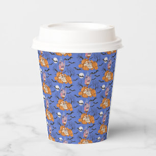 Halloween, pumpkins, skull and bats paper cup