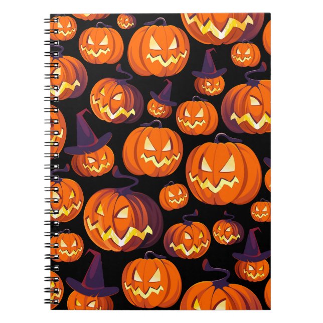 Halloween Pumpkins: Spooky Seamless Pattern. Notebook (Front)