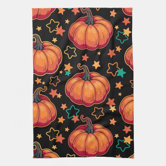 Halloween pumpkins tea towel (Vertical)