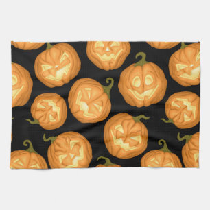 Halloween pumpkins tea towel