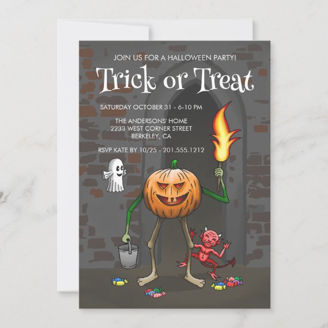 Halloween Pumpkins Trick or Treat Invitation (Front)