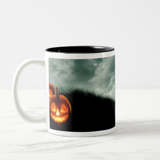 Halloween Pumpkins Two-Tone Coffee Mug (Left)