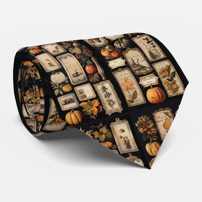 Halloween Pumpkins vintage tags Tie (Rolled)