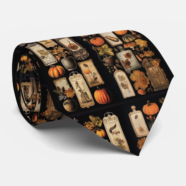 Halloween Pumpkins vintage tags Tie (Rolled)
