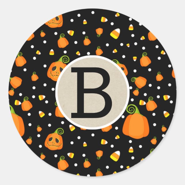 Halloween Pumpkins Whimsical Party Kraft Classic Round Sticker (Front)