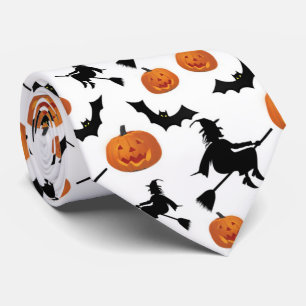 Halloween Pumpkins Witches and Bats Tie