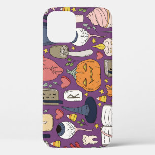 Halloween pumpkins, witchy seamless pattern. iPhone 12 case