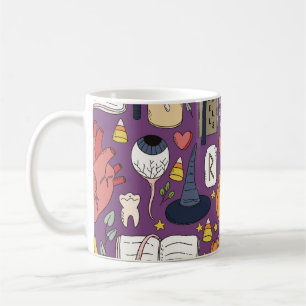 Halloween pumpkins, witchy seamless pattern. coffee mug