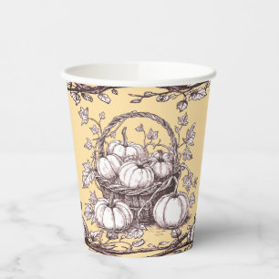 Halloween Pumpkins with Autumn Leaves Paper Cups