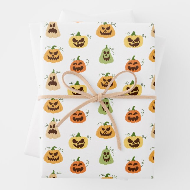 Halloween Pumpkins Wrapping Paper  (In situ)