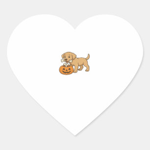 Halloween Pup with Bones and Pumpkin Pal Classic T Heart Sticker